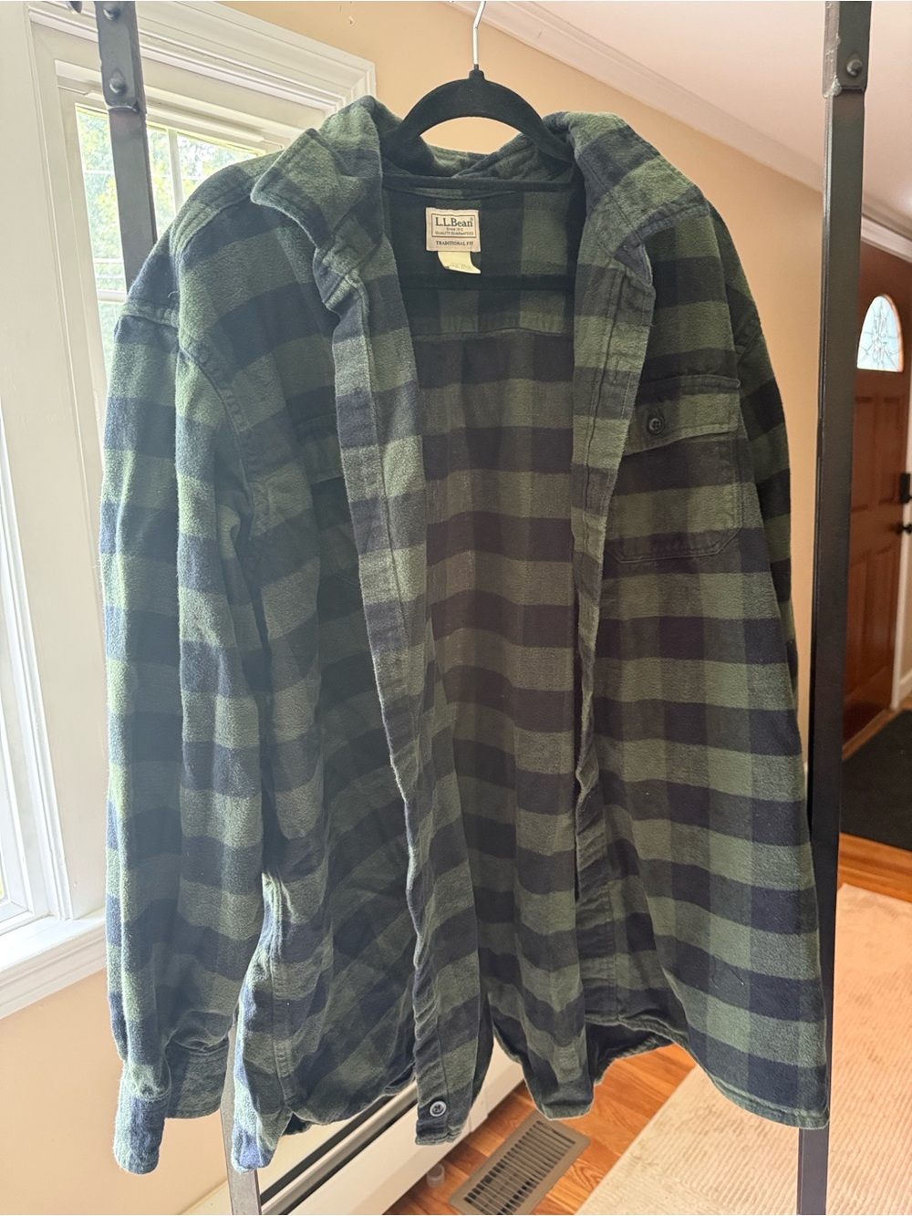 L.L. Bean Green and Black Plaid Shirt
